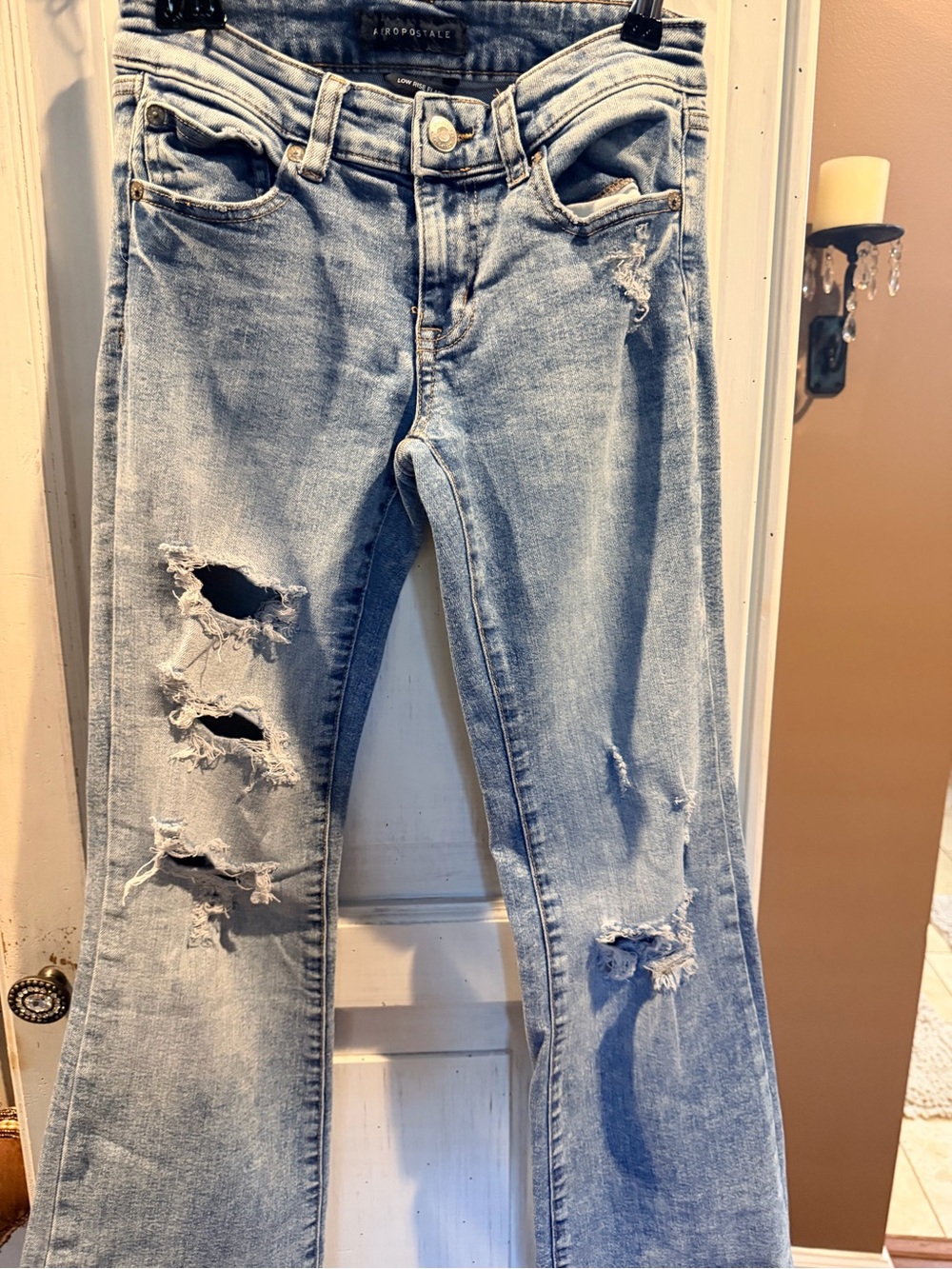 Aeropostale Light Blue Distressed Flared Jeans